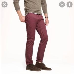 JCrew 484 Slim-fit stretch chino pant in burgundy W 31 L 30